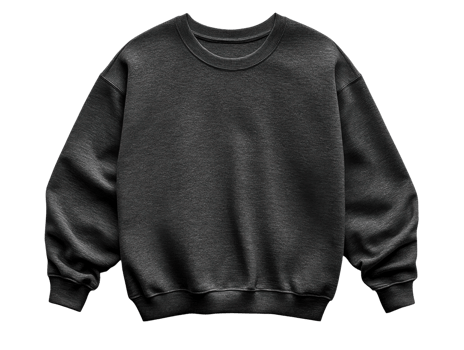 cozy black sweatshirt with relaxed fit and long sleeves, perfect for casual wear png