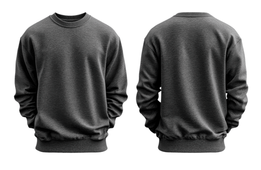 Gray sweatshirt mockup with front and back views, perfect for design png