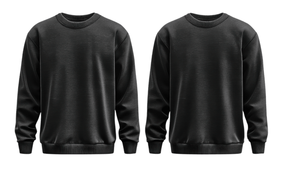 Set of Black sweatshirt design with front and back views, casual wear png