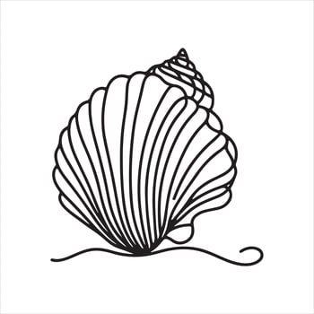 single one line seashell silhouette white background vector
