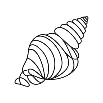 single one line seashell black silhouette vector