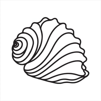 single line seashell silhouette on white background vector