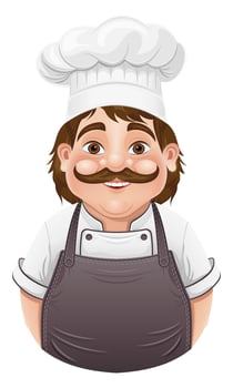 chef man preparing dishes and food in the kitchen illustration isolated on white background vector