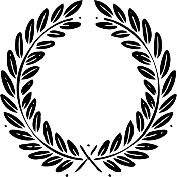 Simple line. A wreath with a green leaves and a symbol for the winner of the contest. Laurel wreath design template. Heraldic element. Retro style label, heraldry logo. Decorative Elements Of Plants png