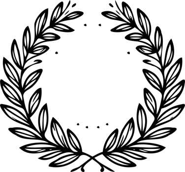Simple line drawing. A wreath with berries and leaves on it is drawn in black and white. Laurel wreath isolated illustration. Decorative Elements Of Plants png