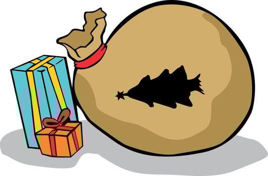 Santa's Gift Bag and Present Box Clipart Collection vector