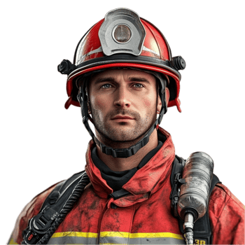 Firefighter Hero Standing Proud in Uniform png