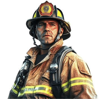 Brave Firefighter in Full Gear png