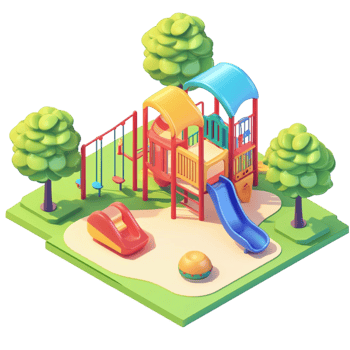 Colorful 3D Isometric Playground Illustration png