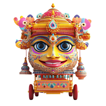Decorative Wooden Chariot with Kathakali Design png