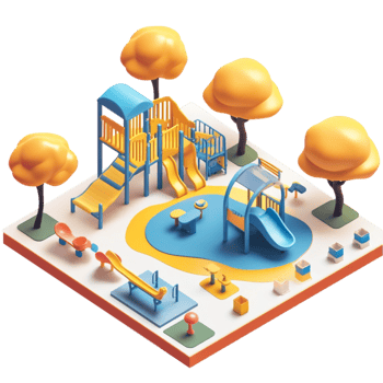 Isometric Futuristic City with Orange Domes png