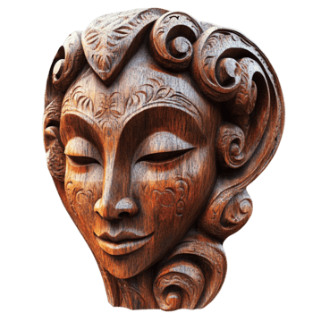Wooden Tribal Female Face Sculpture png