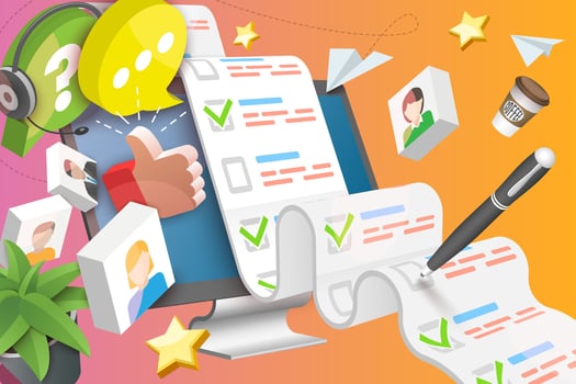 3D Conceptual Illustration of Online Survey. vector