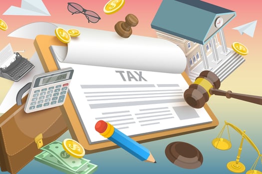 3D Conceptual Illustration of Taxation Legislation vector