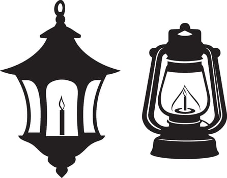 Lantern icon black and white vector