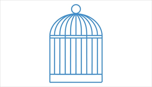 Blue Birdcage Icon Minimalist Design for Wildlife and Pet Graphics vector