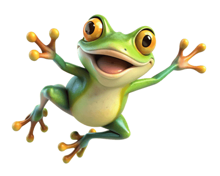 Playful jumping frog illustration on transparent background png