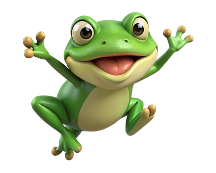 Frog mid-leap with extended limbs on transparent background png