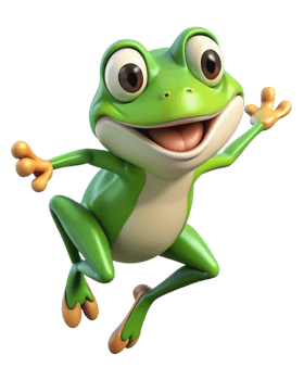 Green froggy jump action on transparent background png