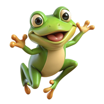 Adorable leaping frog illustration on transparent background png