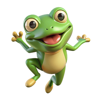 Jumping amphibian with wide eyes on transparent background png