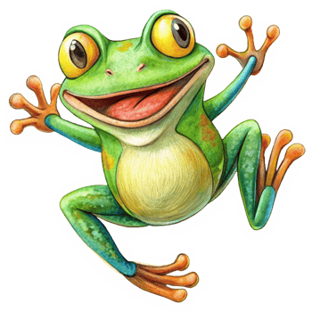 Expressive frog jumping with enthusiasm on transparent background png