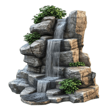 Realistic Artificial Rock Waterfall Decoration png