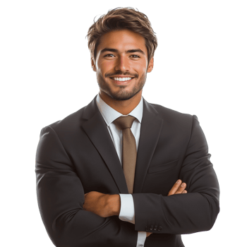 Confident Businessman in a Suit Smiling for a Professional Portrait in a Bright Setting png