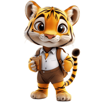 Cartoon Tiger Cub in a Cheerful Pose png