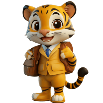 Cute Cartoon Tiger in Explorer Outfit png