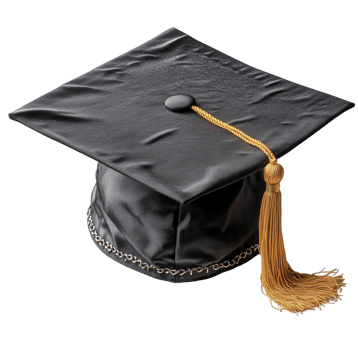 Graduation Cap With Golden Tassel Displayed on a Plain Background png