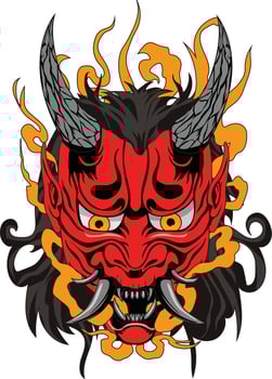 Japanese Red Demon Hanya Mask vector