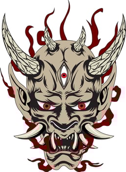 Japanese Oni Devil Ghost Mask Mascot vector
