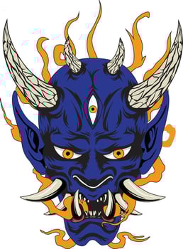 Japanese Blue Devil Ghost Oni Mask vector