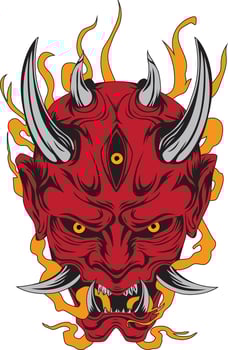 Japanese Oni Mask Tattoo Art Mascot vector