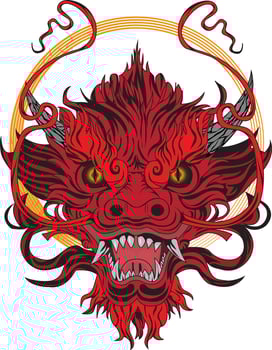 Red Demon Dragon Oni Mask vector