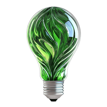 Green Energy Light Bulb with Leaf Design png