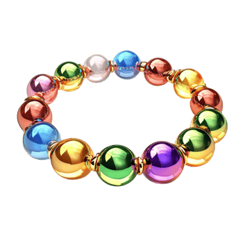 A colorful bracelet with many balls on it png