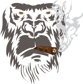 Gorilla Smoking Cigar Face Silhouette vector