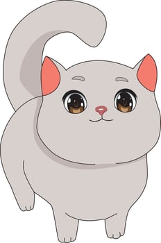 Cute Gray Chibi Cat With Adorable Smile vector