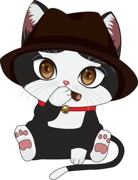 Chibi Gangster Cat Smoking vector