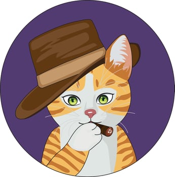 Mister Cat In Hat And Holding Cigar Logo vector