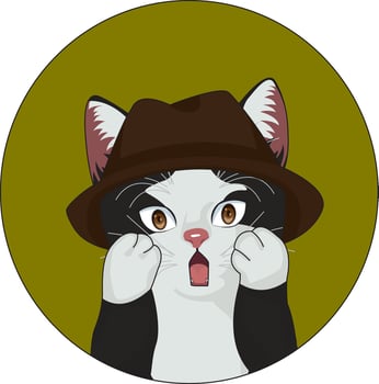 Surprised Cat Expression Sticker Logotype vector