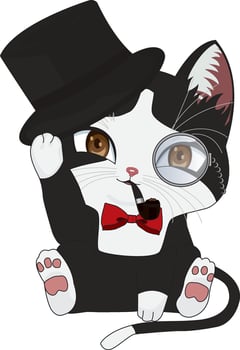 Mister Gentleman Cat With Hat And Monocle vector