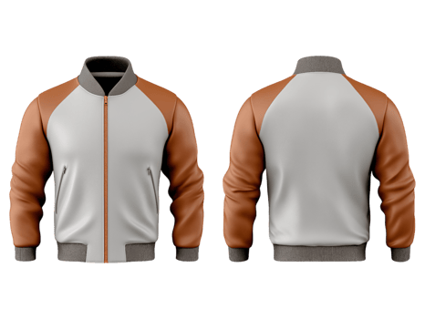 A front and back view of a jacket with the zipper png