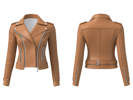 A brown leather jacket showing front and back view png