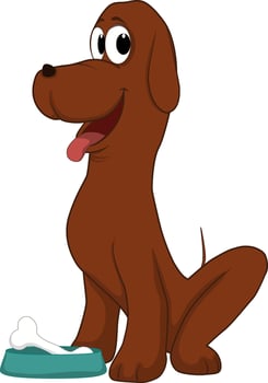 A funny brown dog and a bone vector