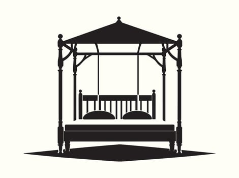 Black Silhouette of a Four-Poster Bed vector