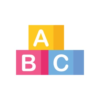 Colorful alphabet blocks child toy icon vector