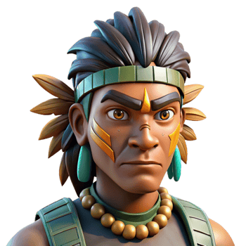 beautiful modern Portrait of a tribal warrior with vibrant face paint, feathered headdress, and a determined expression, lit by a strong, directional light 4K png